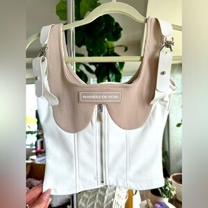 Manièr e De Voir corset top. 95% Cotton, 5% Elastane 75% Polyester